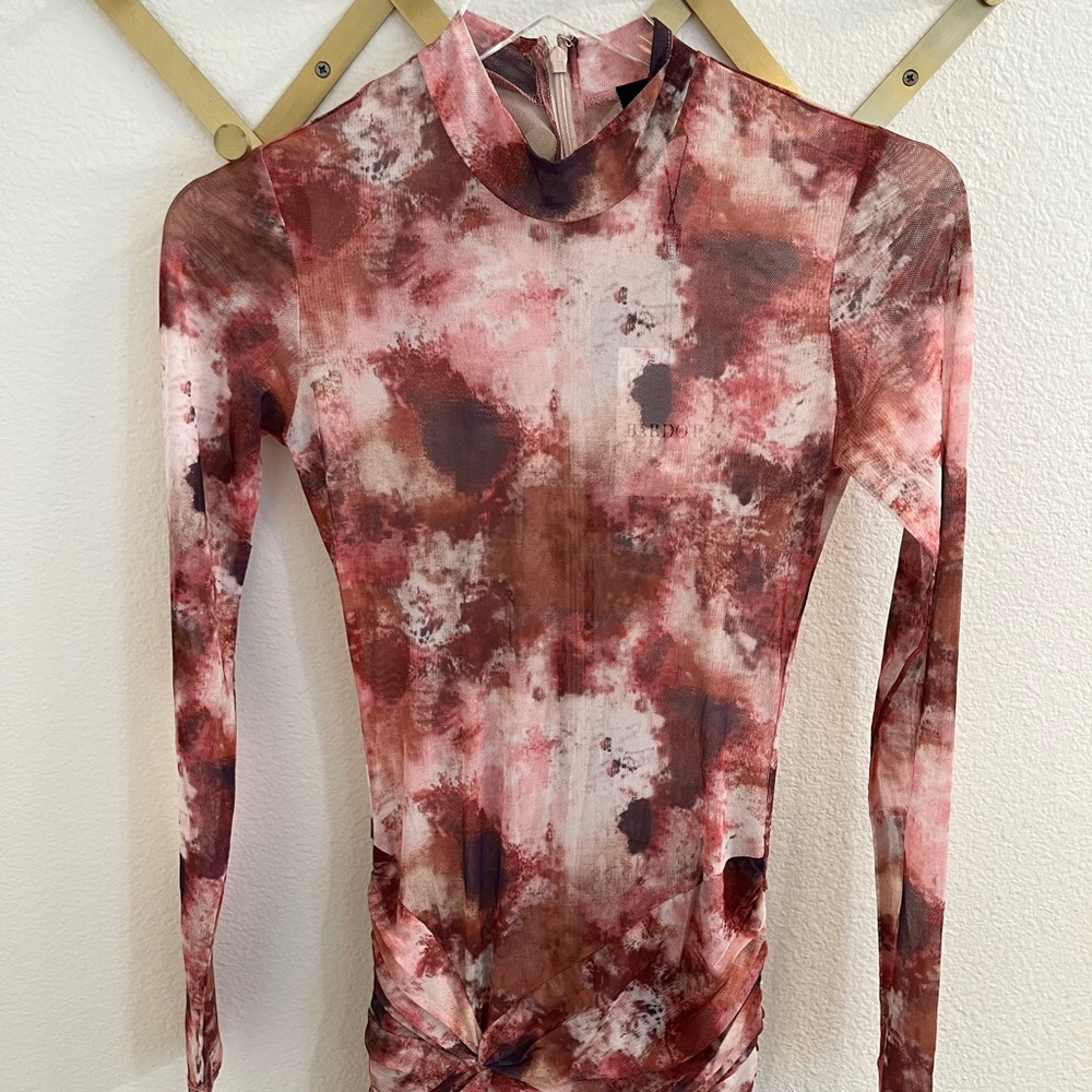 NWT Bardot Lea Tie Dye Mesh Long Sleeve Dress Extra Small - Picture 9 of 15